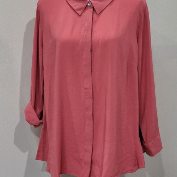 Soft Surroundings Santa Barbara Button Down Tunic Top Coral 1XLarg Cotton Modal - Picture 1 of 10